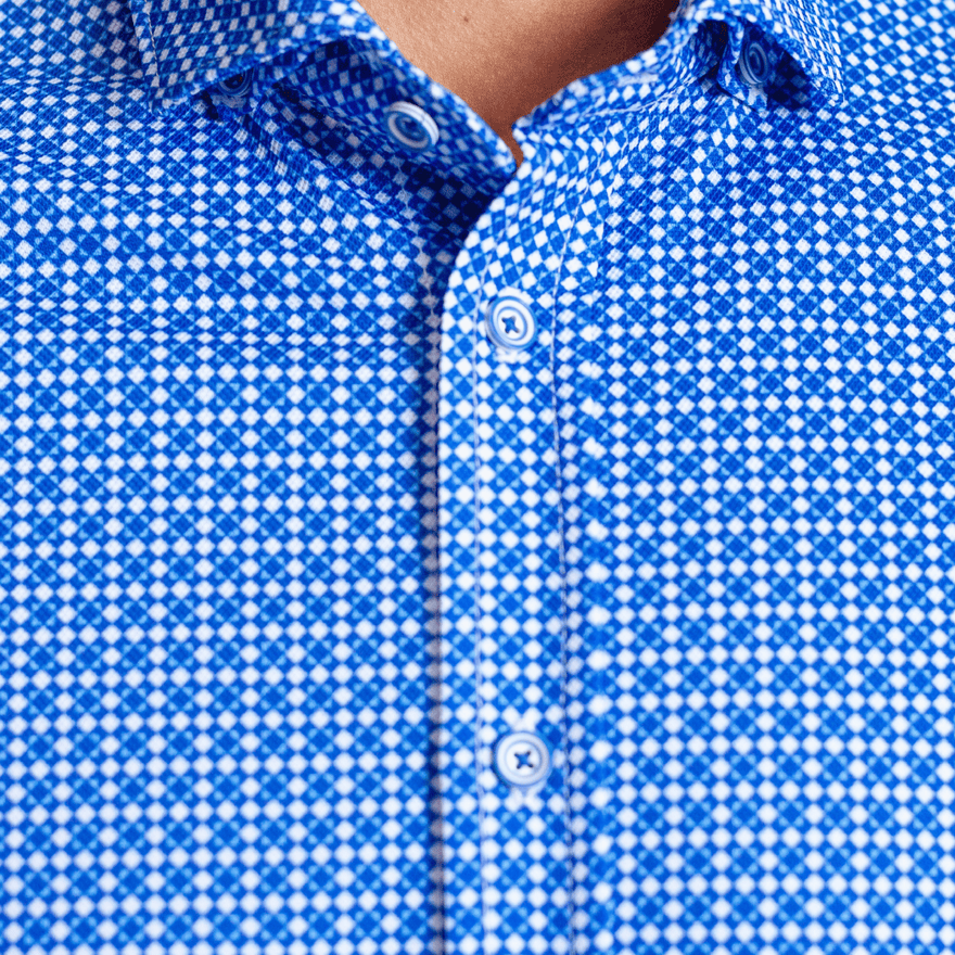 Swiss Check Long Sleeve Tech Shirt - Blue